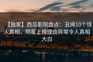 【独家】西瓜影院盘点：丑闻10个惊人真相，明星上榜理由异常令人真相大白
