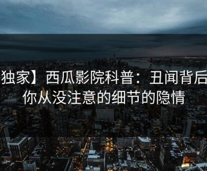 【独家】西瓜影院科普：丑闻背后7个你从没注意的细节的隐情