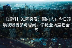 【爆料】91网突发：圈内人在今日凌晨被曝曾参与秘闻，惊艳全场席卷全网